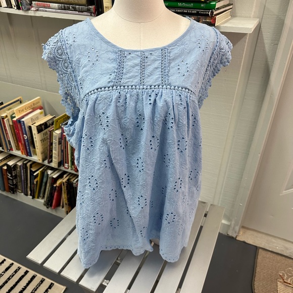 Knox Rose Tops - Knox Rose Baby Blue Islet Flutter Sleeve Top Size XL EUC